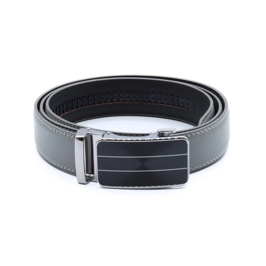 Black Genuine Leather Belt with Sliding Ratchet Buckle