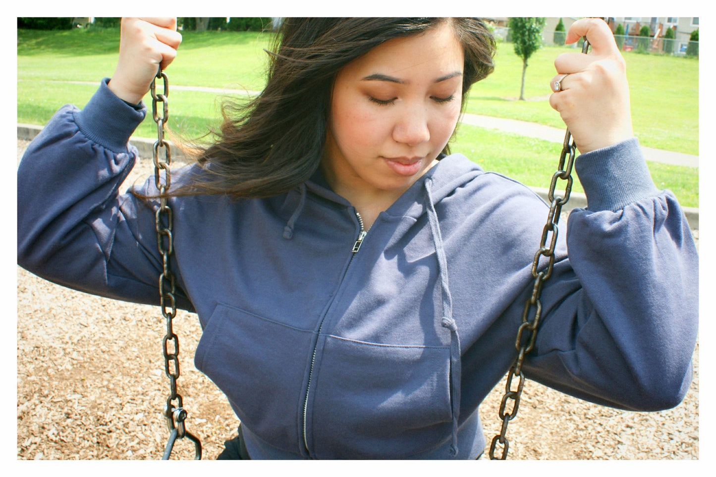 French Terry Long Sleeve Hoodie Zip-up Jacket