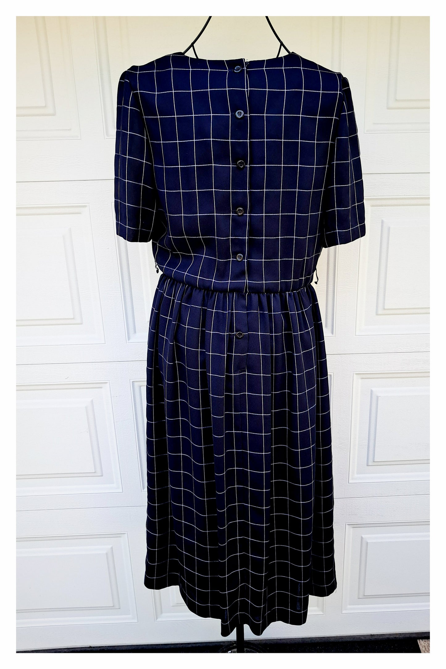 Talbots Short-Sleeve, Navy Blue Pleated Maxi Dress, Size 10