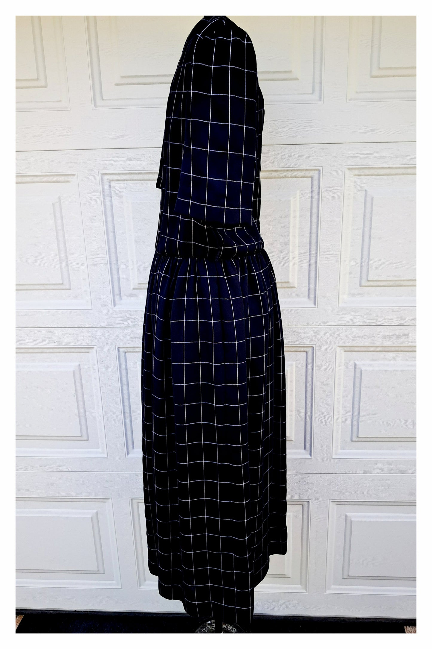 Talbots Short-Sleeve, Navy Blue Pleated Maxi Dress, Size 10