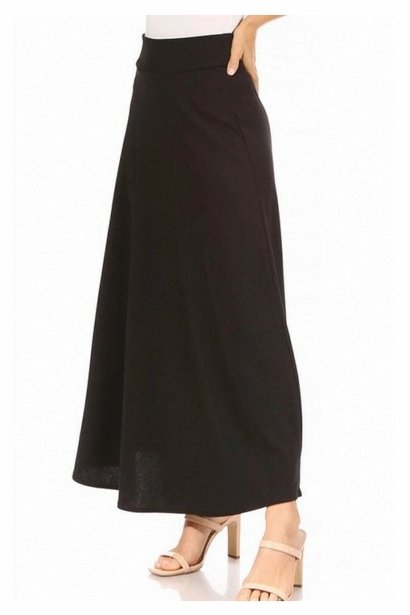 Casual Solid Flare A-Line Long Skirt