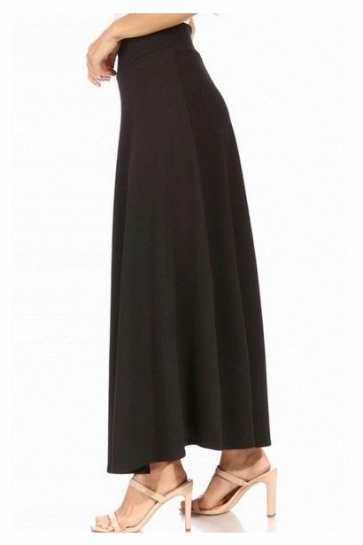 Casual Solid Flare A-Line Long Skirt