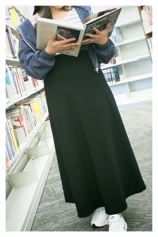 Casual Solid Flare A-Line Long Skirt
