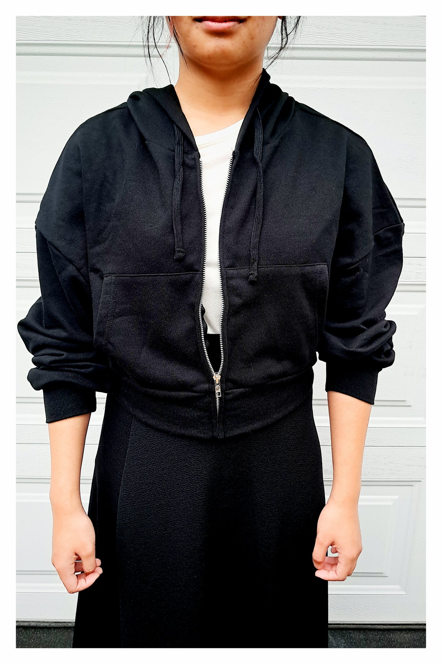 French Terry Long Sleeve Hoodie Zip-up Jacket