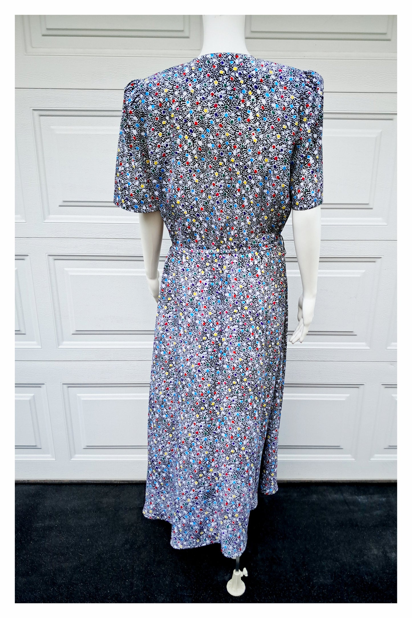 Talbots Short Sleeve, B/W & Multicolored Polka Dot Maxi Dress, Size 10