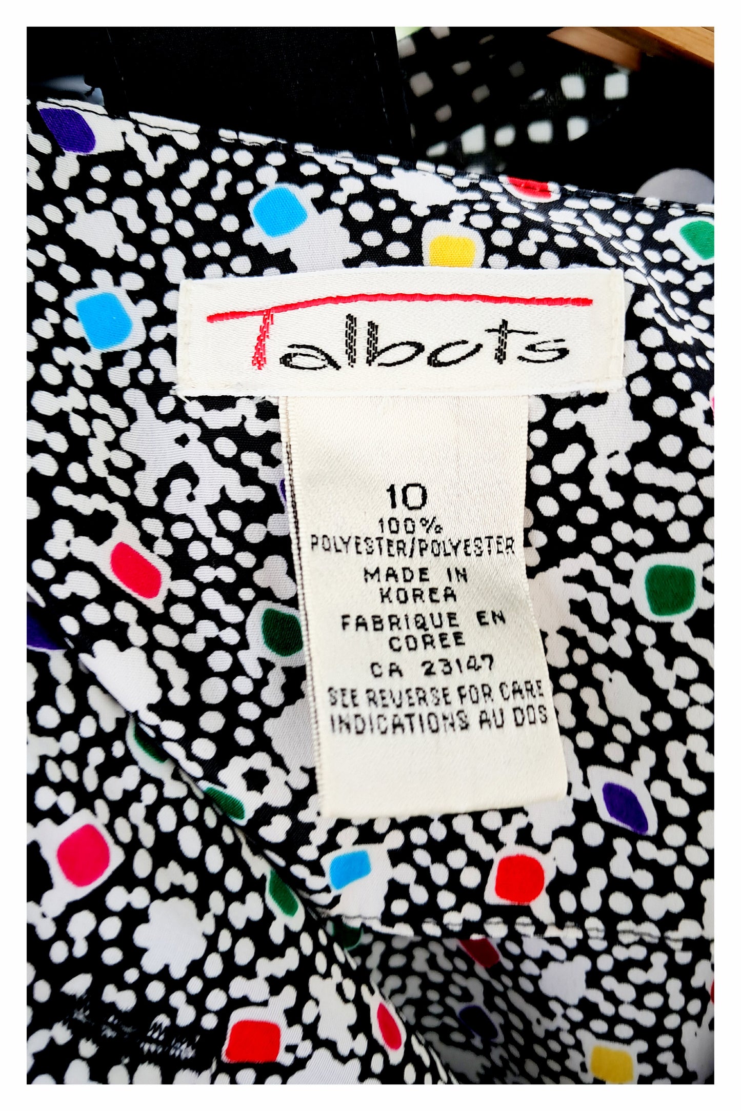 Talbots Short Sleeve, B/W & Multicolored Polka Dot Maxi Dress, Size 10