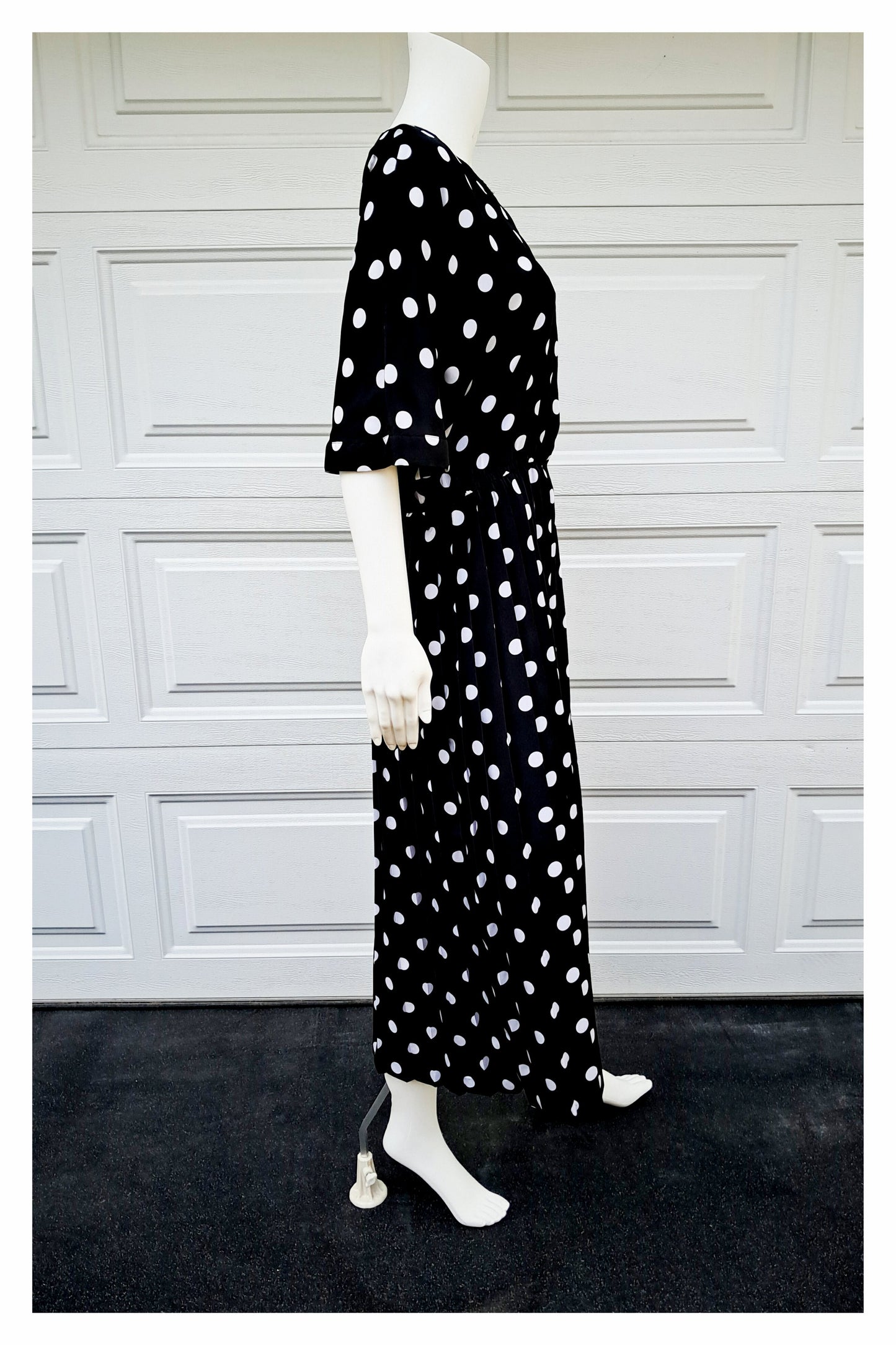 Talbots Short Sleeve, Black & White Polka Dot Maxi Dress, Size 10