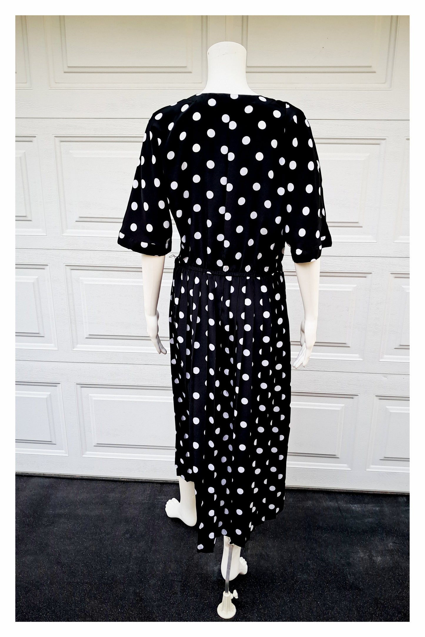 Talbots Short Sleeve, Black & White Polka Dot Maxi Dress, Size 10