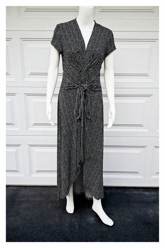 Michael Kors Short Sleeve Black & White Maxi Dress, Size 10 Petite