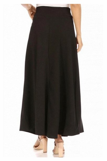 Casual Solid Flare A-Line Long Skirt