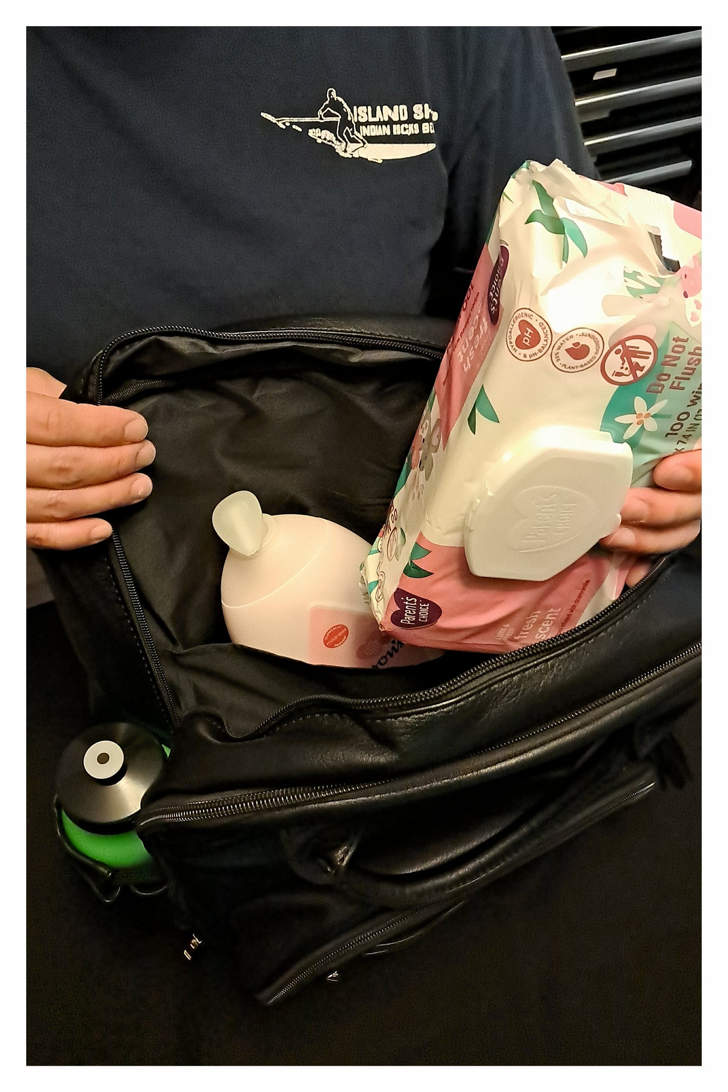 Diaper Bag with Cargo Compartments and Fold-out Changing Pad