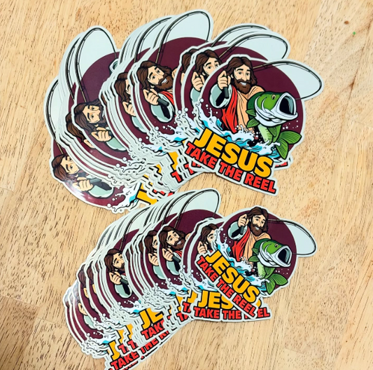 Jesus Take the Reel Die-cut Vinyl Stickers